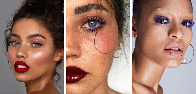 trucco mascara colorato con abbronzatura