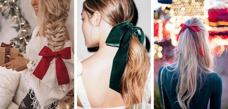 Fiocchi di seta acconciature Natale